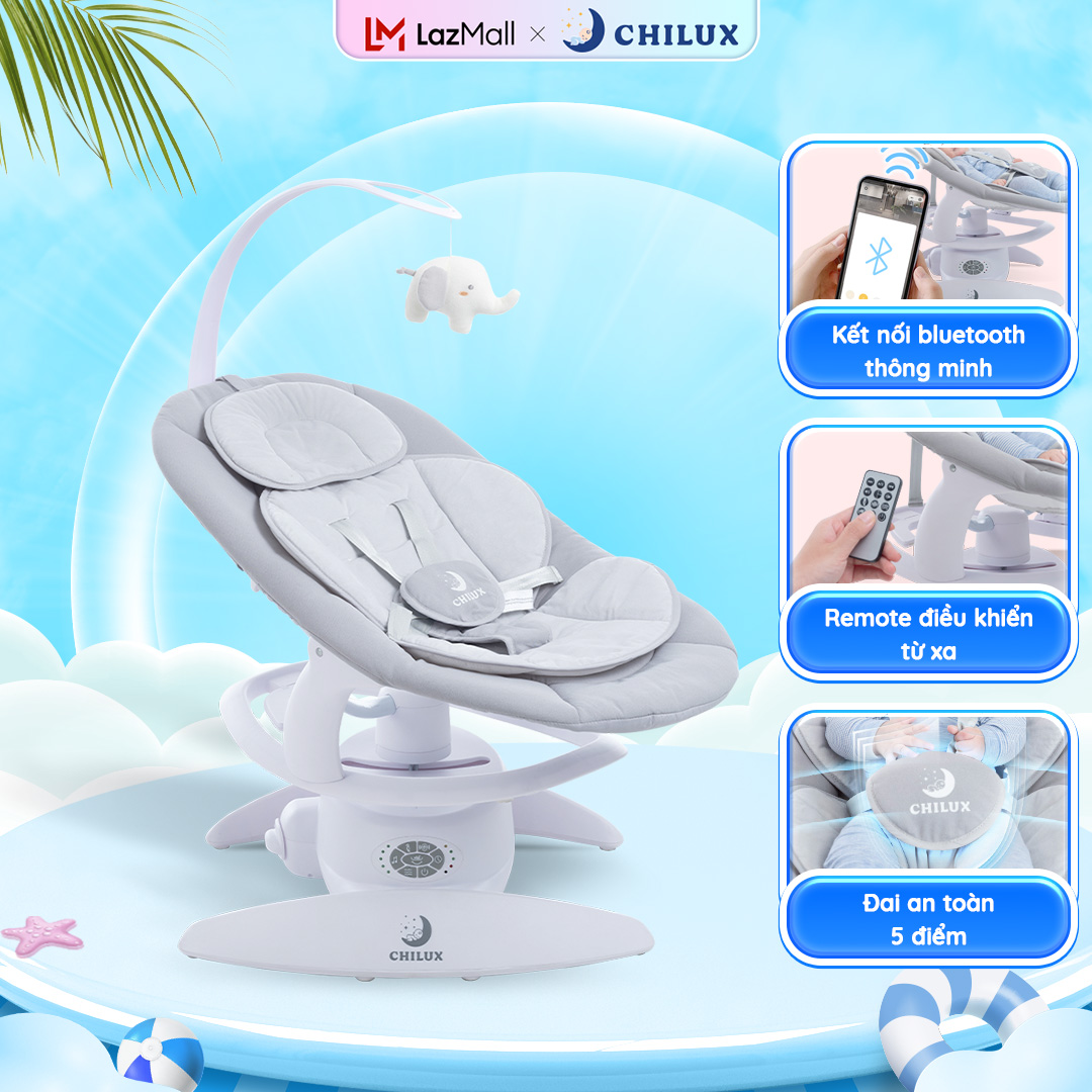 Nôi điện cho bé Chilux E9 - Remote điều khiển từ xa tiện lợi, nôi đu đưa 3 chiều