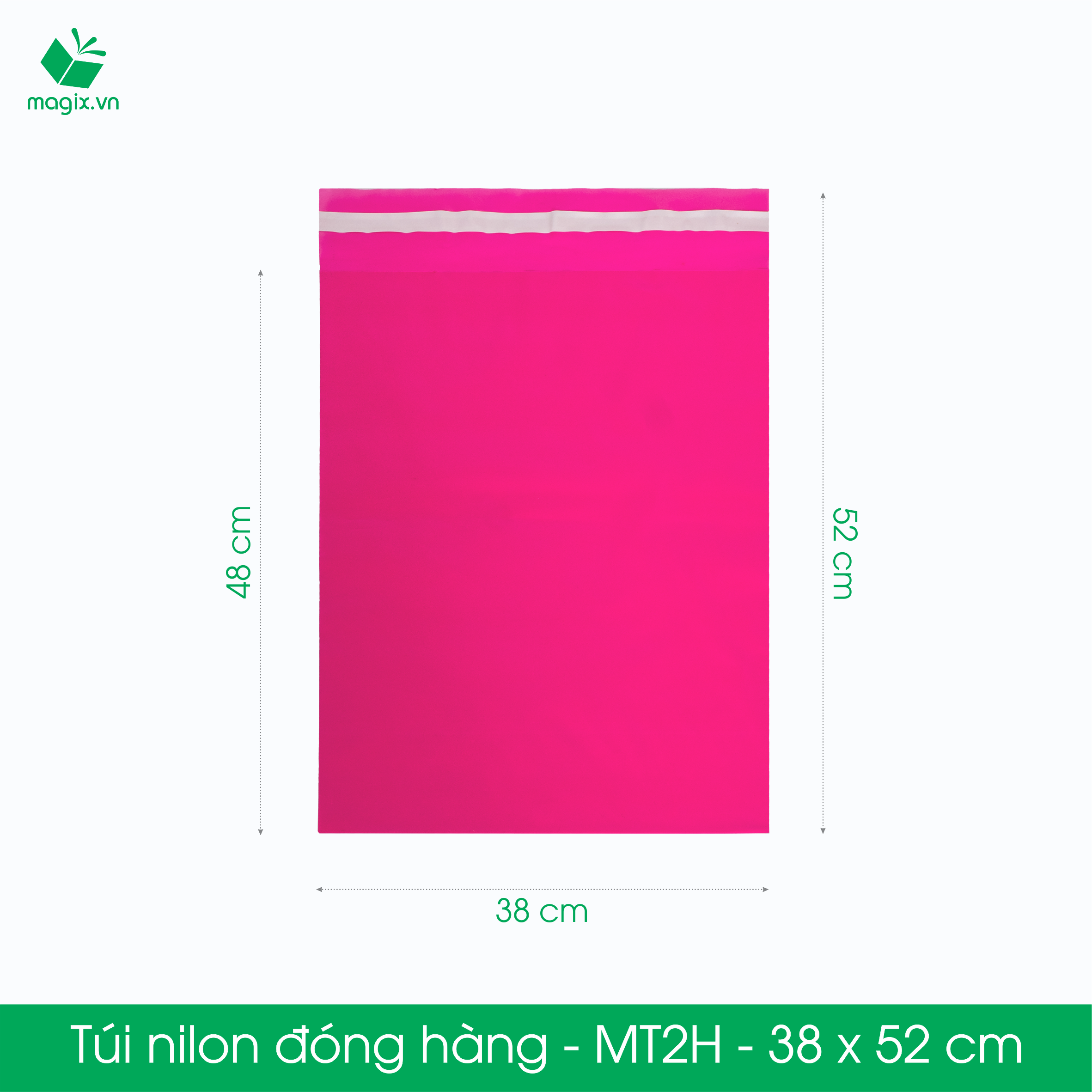 Mt3h - 38x52 cm - túi nilon gói hàng - 100 túi niêm phong đóng hàng màu hồng