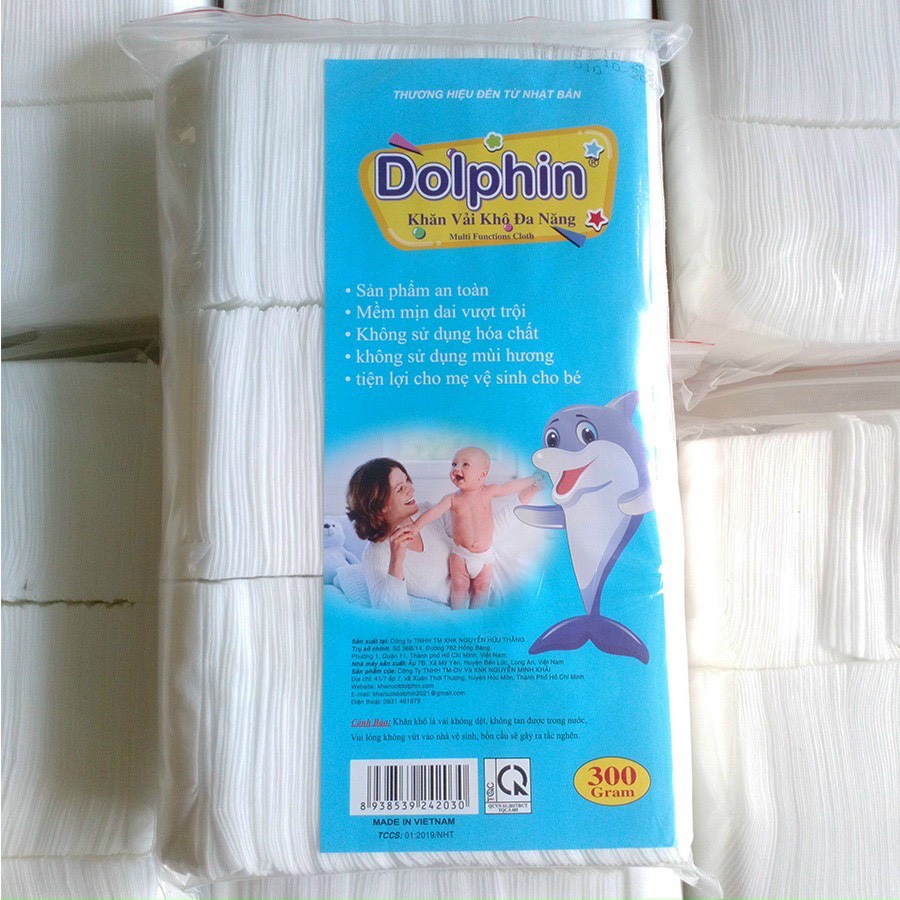 Khăn khô đa năng Dolphin cho bé 300g kích thước 15x20cm1 gói