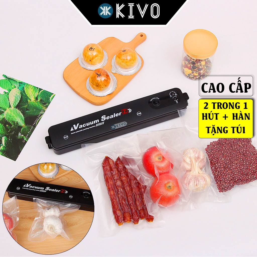 Máy hút chân không mini vacuum sealer kèm túi cao cấp - máy hàn miệng túi, máy hút chân không thực phẩm mini chính hãng kivo