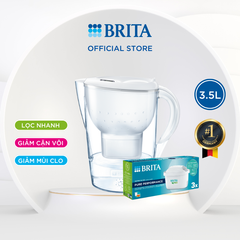 Combo bình lọc nước BRITA Marella XL 3.5L + hộp 3 lõi lọc Maxtra Pro