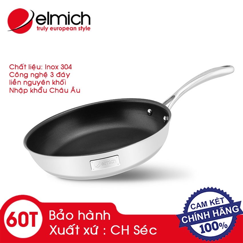 Chảo Chống Dính Cao Cấp Elmich Tri-Max Liền Khối EL-3739 đường kính miệng 26cm chinh hãng, bảo hành 5 năm