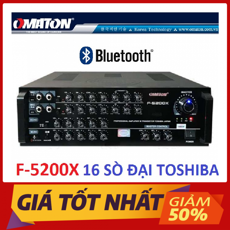 Ampli bluetooth karaoke gia đình omaton f-5200x - tặng 2 chống lăn micro