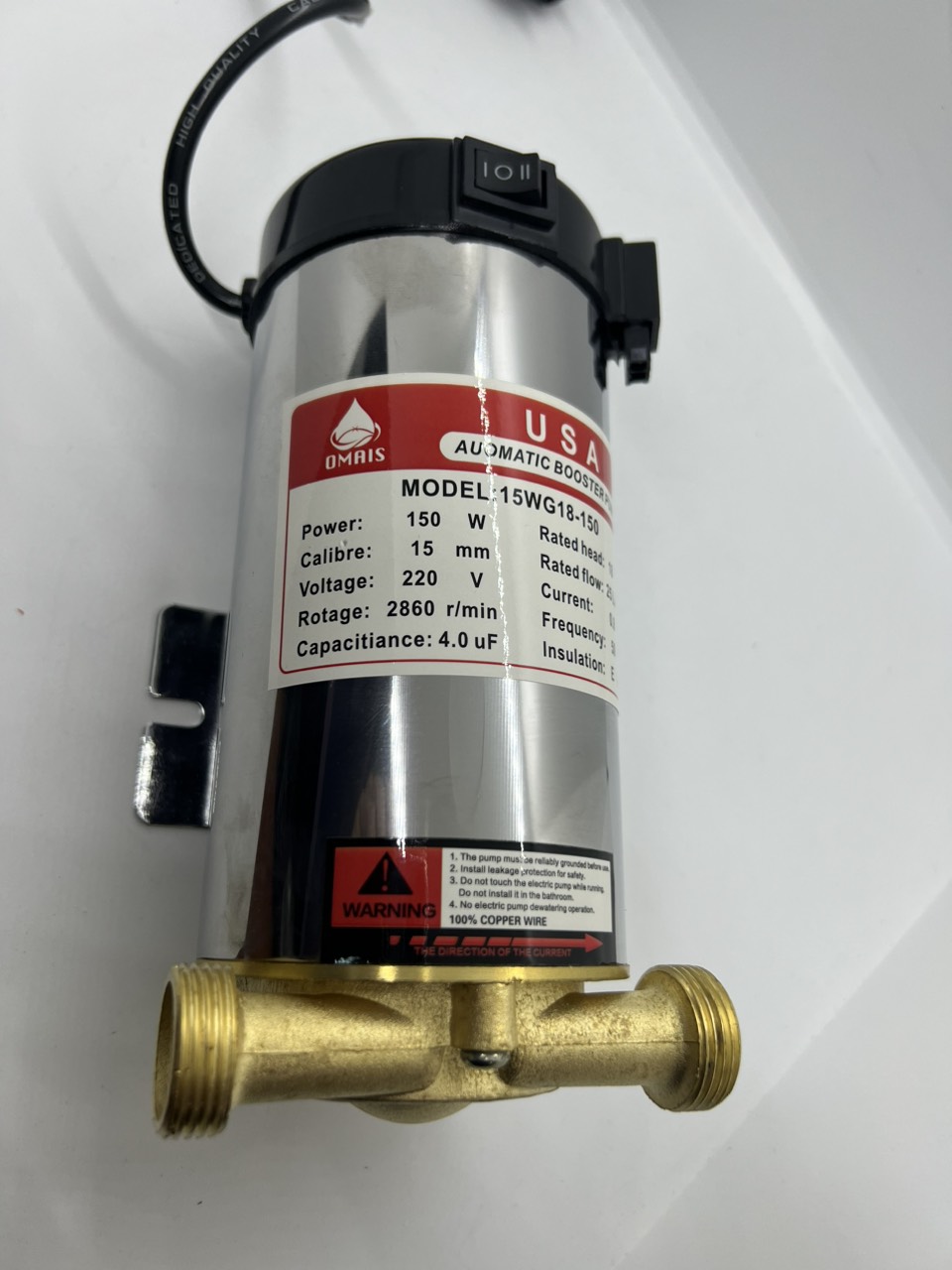 Bơm tăng áp 150w DÂY ĐỒNG  100% Có role tự động đóng ngắt Tăng áp lực nước cho vòi sen nóng lạnh máy giặt CÔNG NGHỆ MỸ