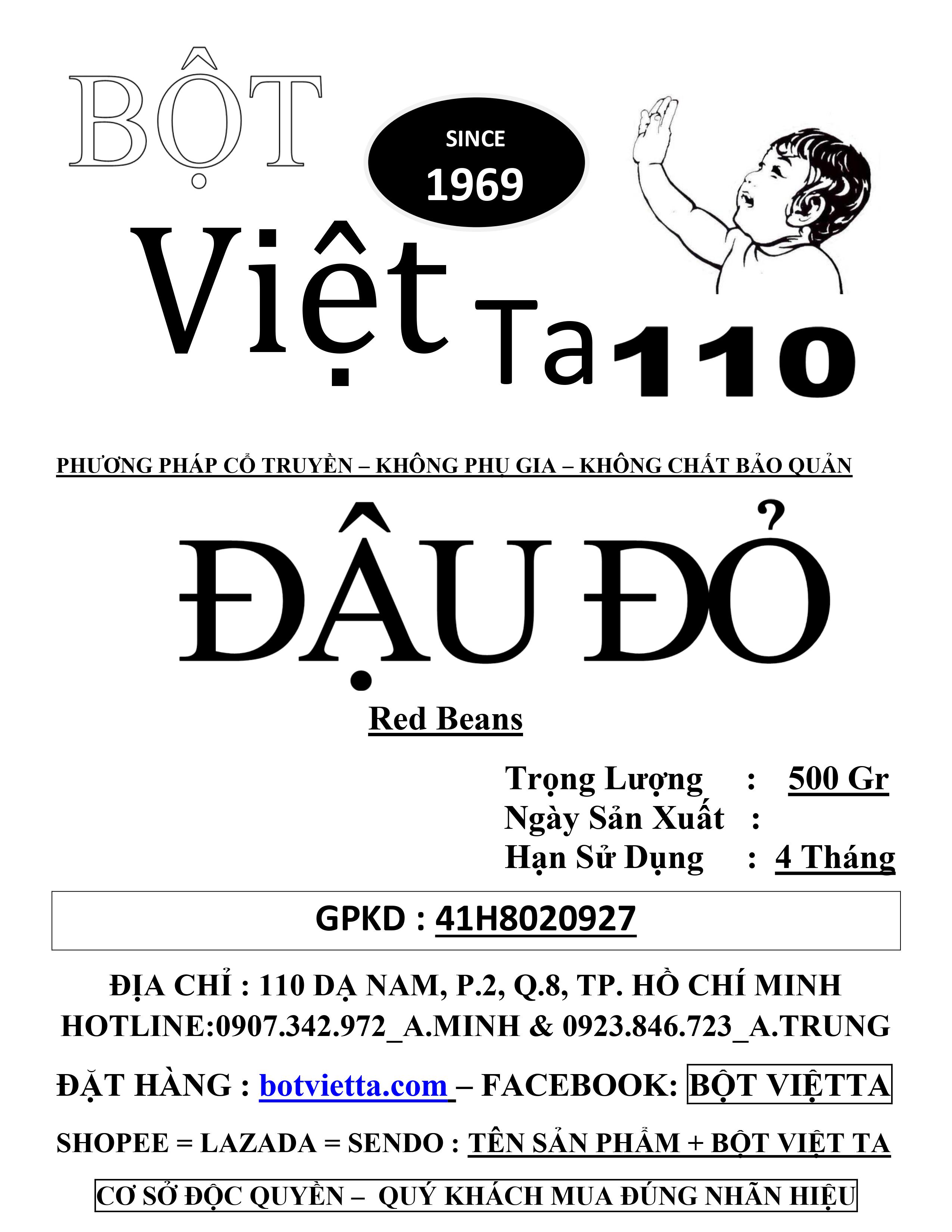 Bột đậu đỏ chín bột việt ta