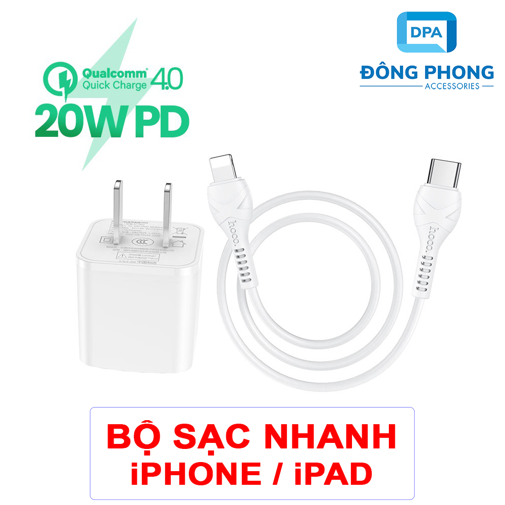 Bộ sạc nhanh iphone, ipad pd 20w hoco nc1 chính hãng