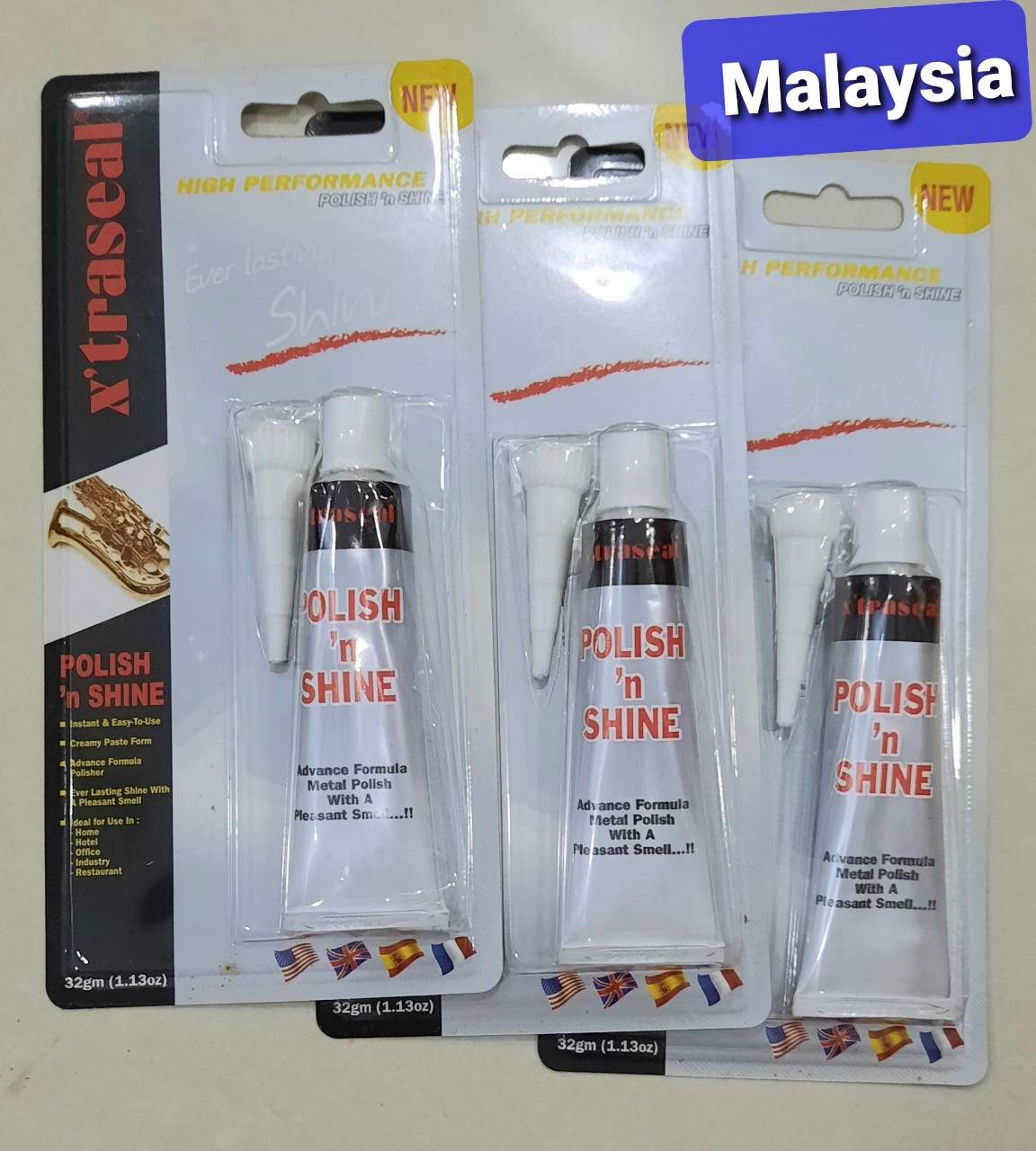 COMBO 3 Tuýp x 32gr KEM ĐÁNH BÓNG KIM LOẠI  - Polish, Malaysia (Đánh bóng lư đồng)