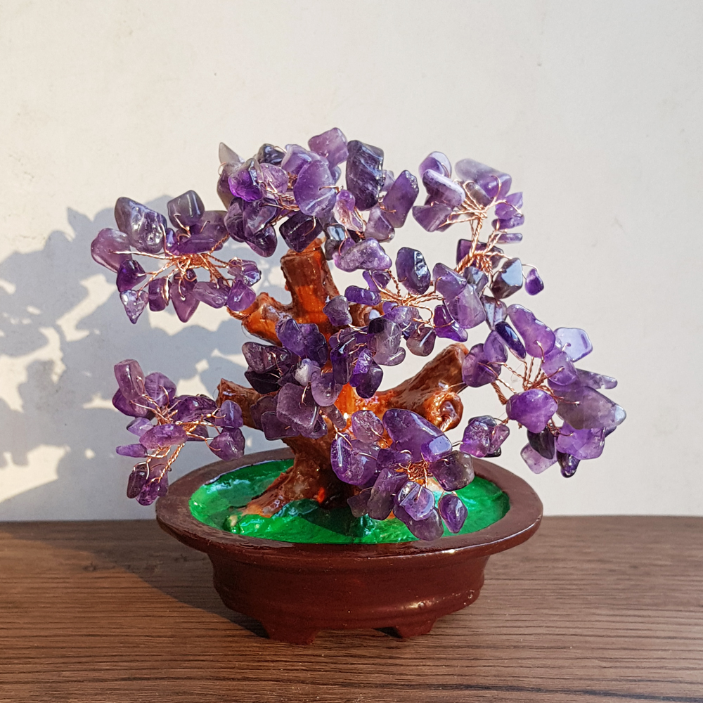 [HCM]Cây Tài Lộc bằng đá thạch anh thiên nhiên size 16cm - đá thạch anh tím