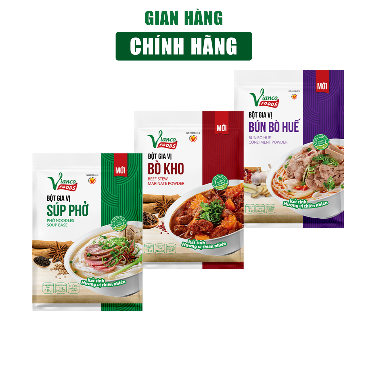 Bột Gia Vị Chuẩn Phở, Bò kho, Bún bò Huế Vianco Foods - Việt Ấn 18gr