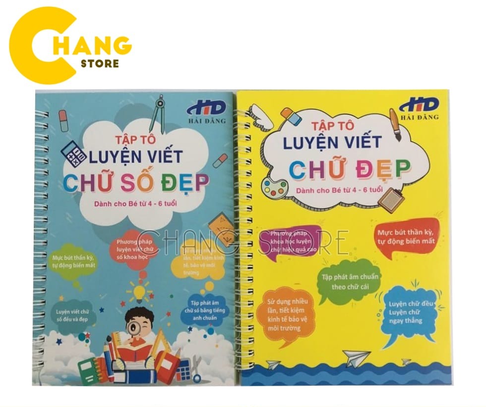 Set 3 vở tập tô tập viết tự xóa Thần Kỳ, vở tô chữ và số tự bay  + Tặng kèm Bút tự xoá cho Bé