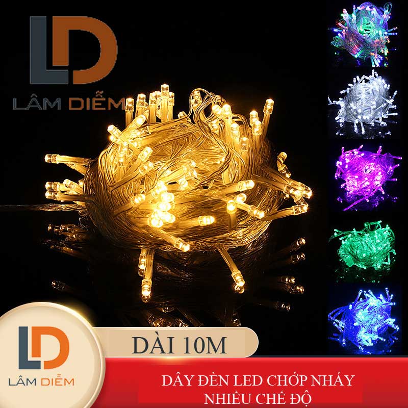 Dây đèn led 10m trang trí chớp nháy có nhiều màu sắc trang trí decor