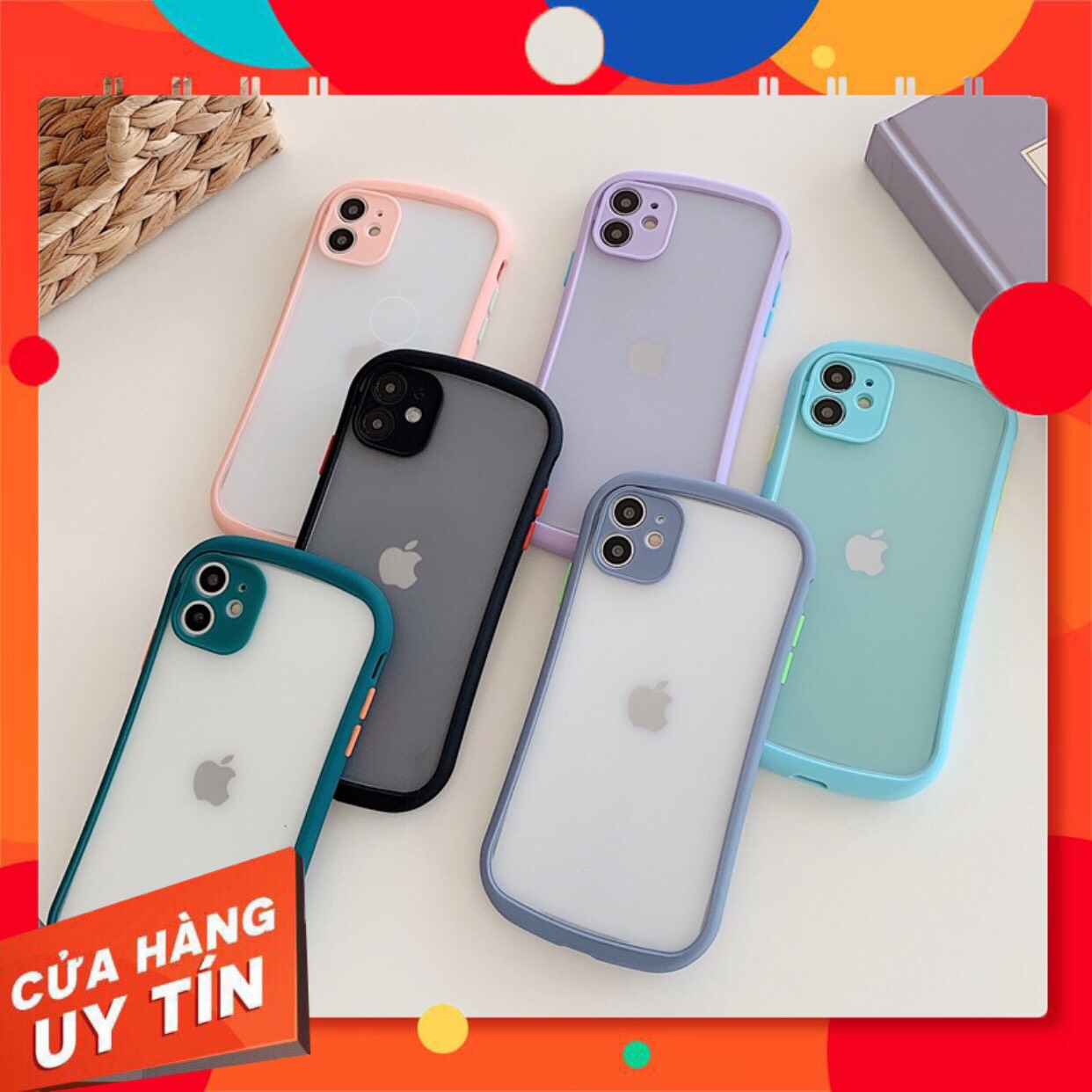 Ốp iphone viền cong nhám mờ, chống sốc 6plus/6splus/7plus/8plus/X/Xs/Xsmax/11/11promax