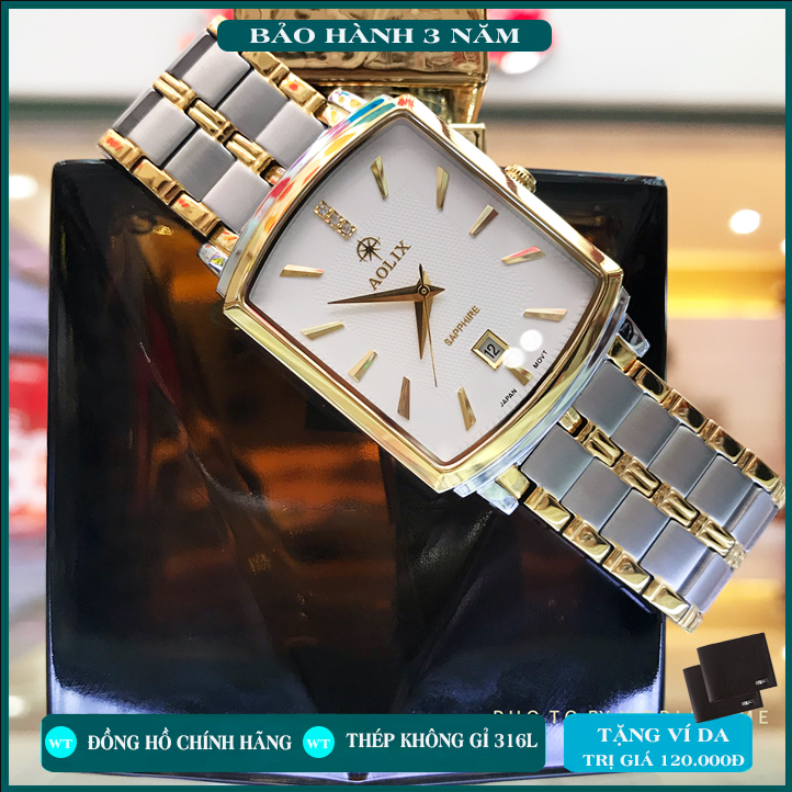 Đồng hồ Nam Aolix AL9099G Demi, Full hộp, thẻ bảo hành, Sapphire chống xước chống nước