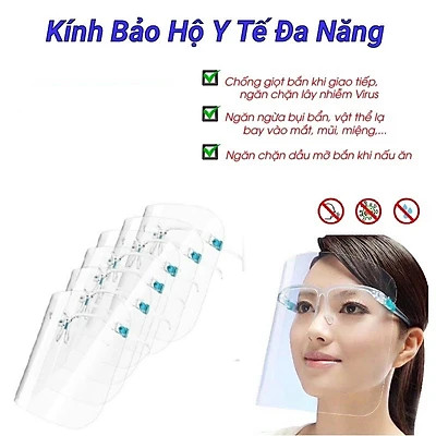 Combo 2 kính chống covid, mặt nạ bảo hộ y tế chống dịch, kính chống giọt bắn, bụi, kính trong suốt, mặt nạ chống nước bọt. miếng che chống virut, mặt nạ trong suốt chống covid, mũ chống covid