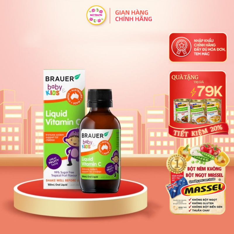 Vitamin C dạng nước Brauer Baby & Kids Liquid Vitamin C cho trẻ trên 1 tuổi