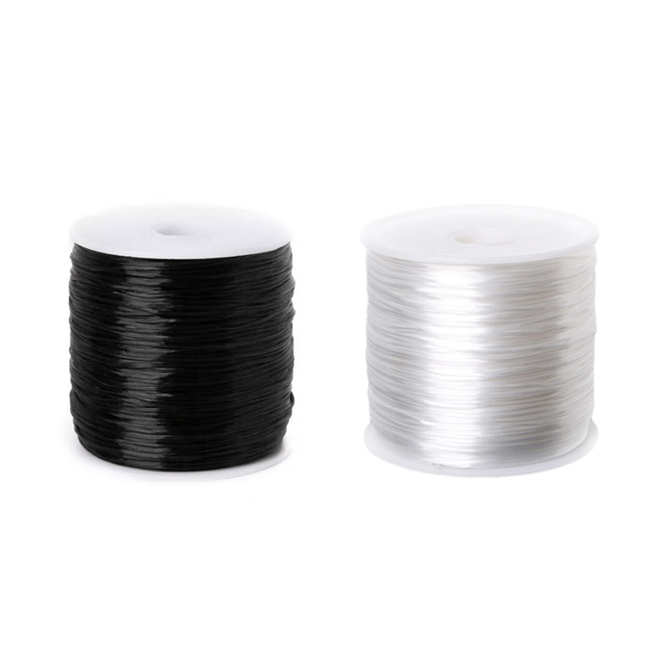 Combo 2 cuộn cước chỉ co giãn màu trắng và đen dùng xỏ vòng phong thủy