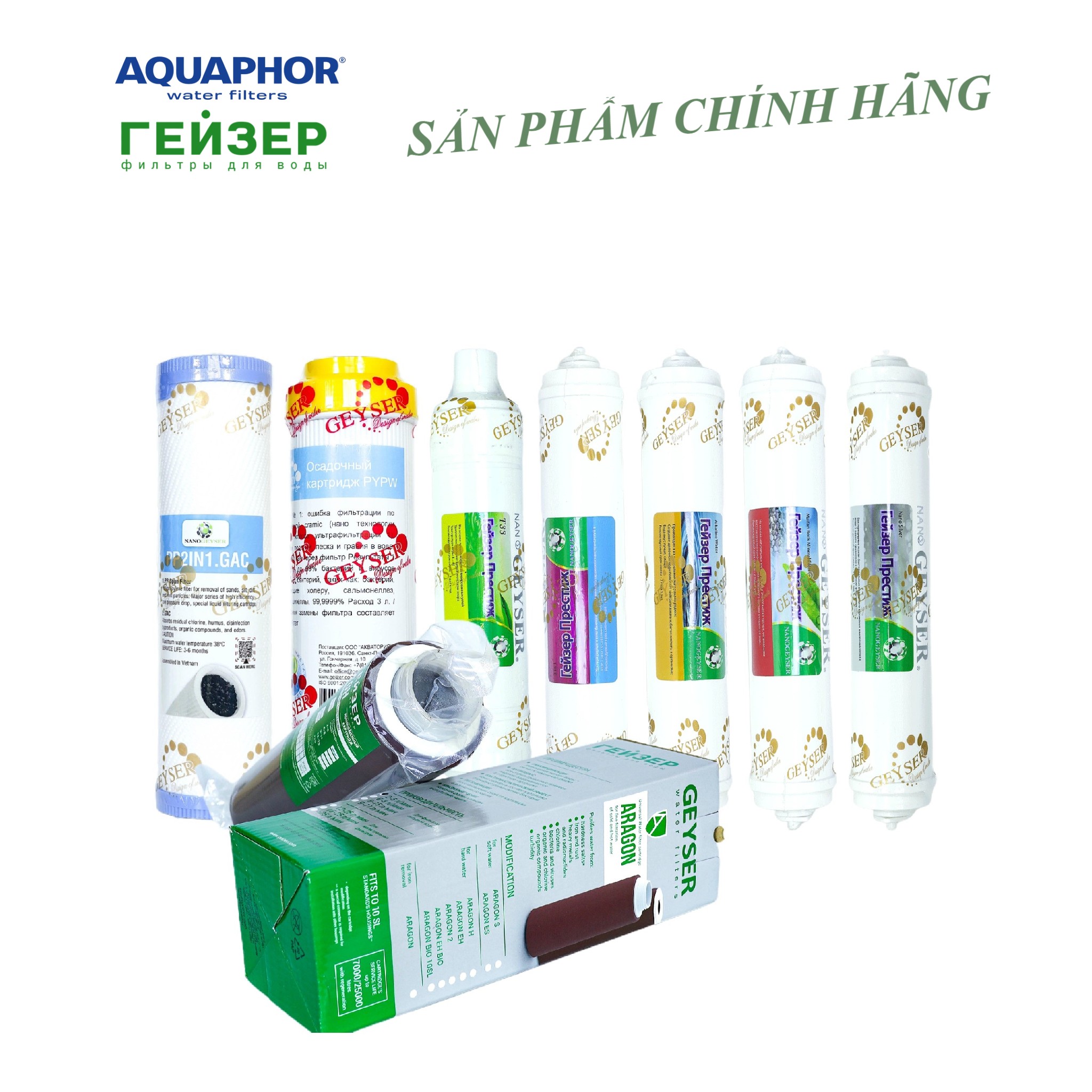 Combo bộ 8 lõi lọc nước Nano Geyser , dùng cho dòng máy Nano Geyser Eco, Nano Geyser TK