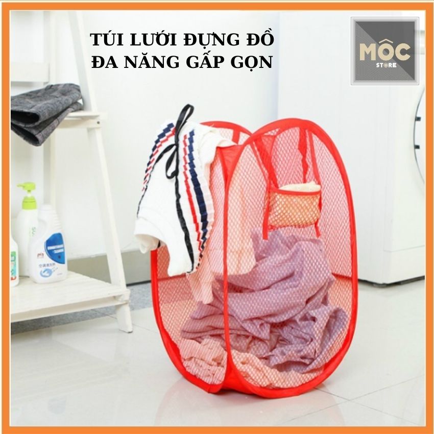 GIỎ LƯỚI ĐỰNG ĐỒ ĐA NĂNG GẤP GỌN Mộc Shop Saigon M0015 đựng đồ chơi cho bé đồ giặt giũ đựng quần áo bẩn tiện dụng Lưới Polyester nhiều màu giao ngẫu nhiên 1x pop-Up laundry basket gọn nhẹ dễ dàng mang theo