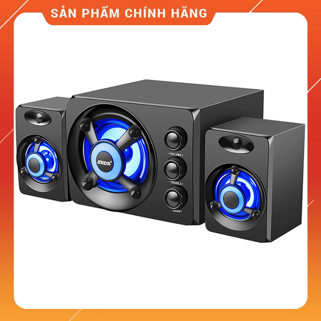 Bộ 3 loa máy tính để bàn sada d-208 âm thanh trầm hỗ trợ bluetooth thiết kế hiện đại có đèn led 7 màu cao cấp - top 10 sản phẩm bán chạy