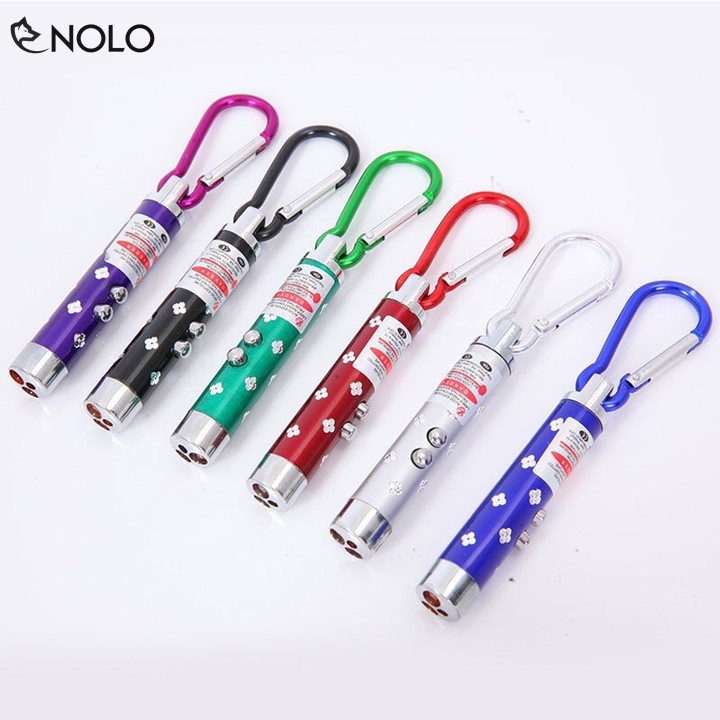 Combo 2 móc khóa laser 3 đèn 3 chế độ thân đèn chất liệu nhựa hoa văn dùng nguồn 3 viên pin
