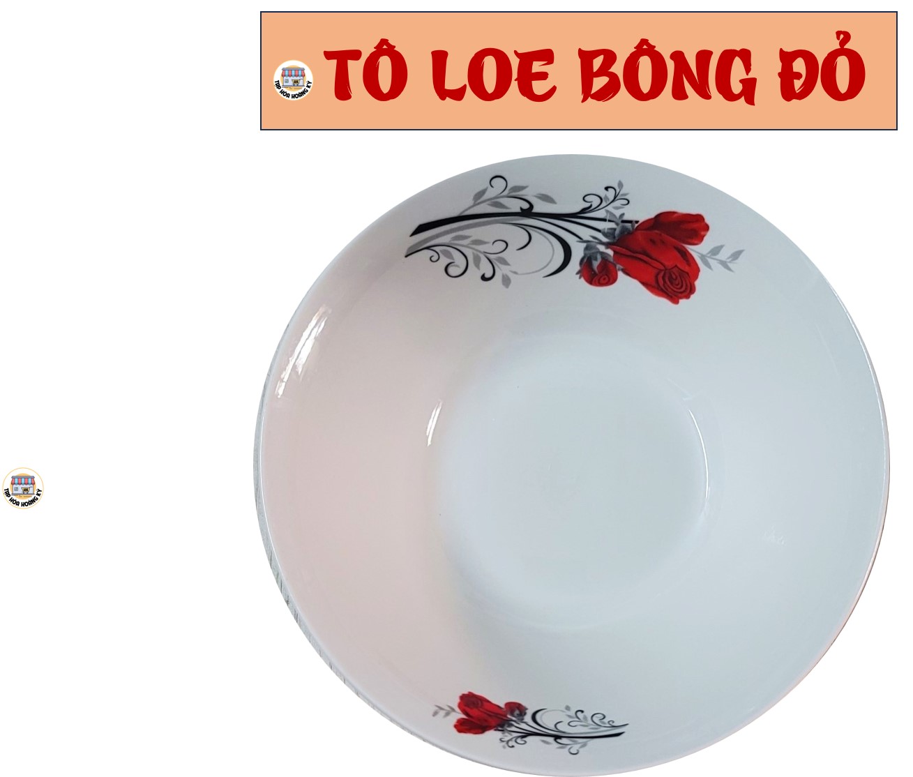 Tô loe gốm sứ họa tiết Hoa đỏ