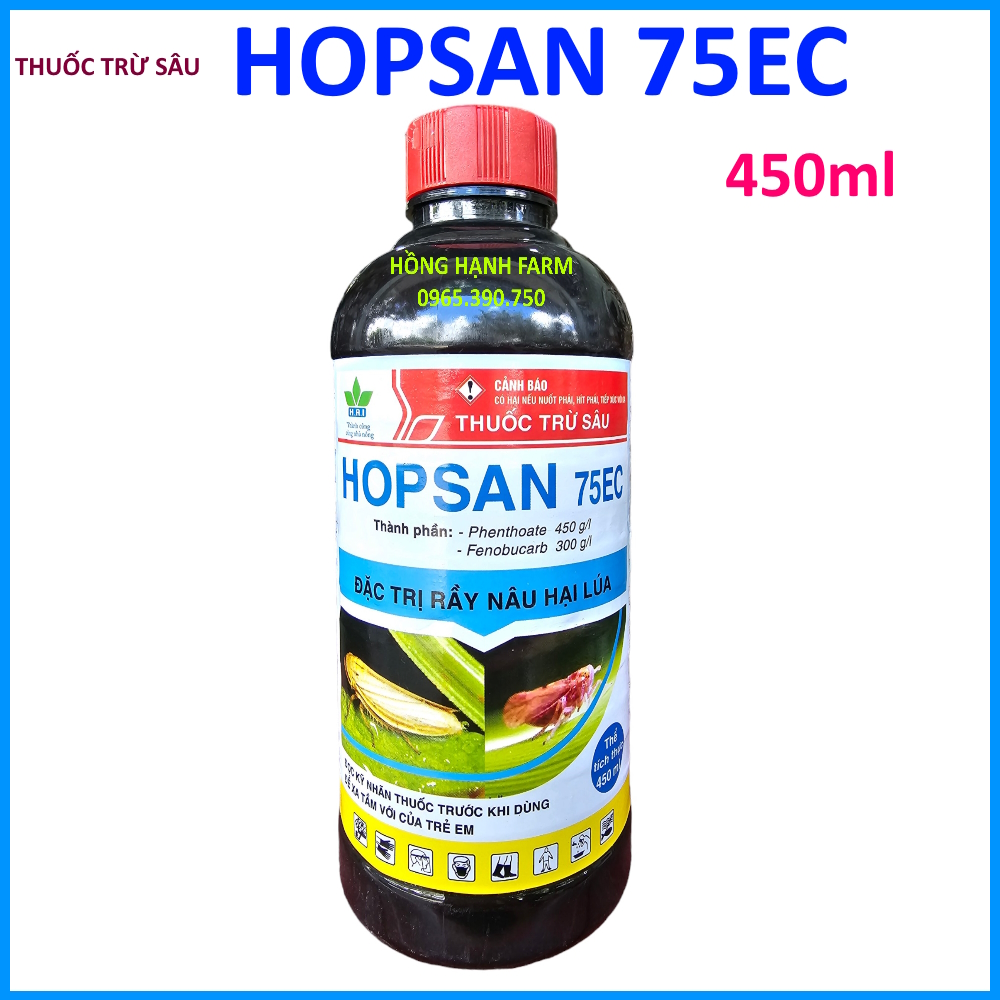 Thuốc Trừ Sâu Rầy HOPSAN 75EC - Thuốc trừ sâu hỗn hợp, phổ rộng, xông hơi trừ được nhiều loài sâu chích hút và miệng nhai trên nhiều loại cây trồng - Diệt được rầy non và trưởng thành