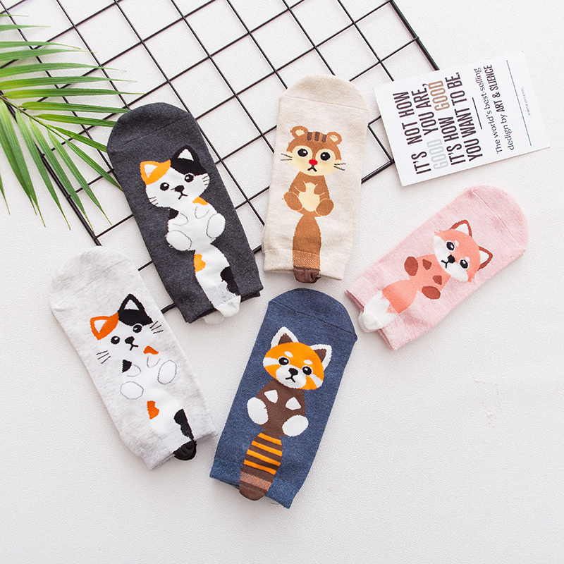 5 cặp/bộ dành cho người lớn phim hoạt hình vớ thú vị mô hình động vật nữ vớ bông thoải mái mới lạ giải trí mắt cá chân vớ