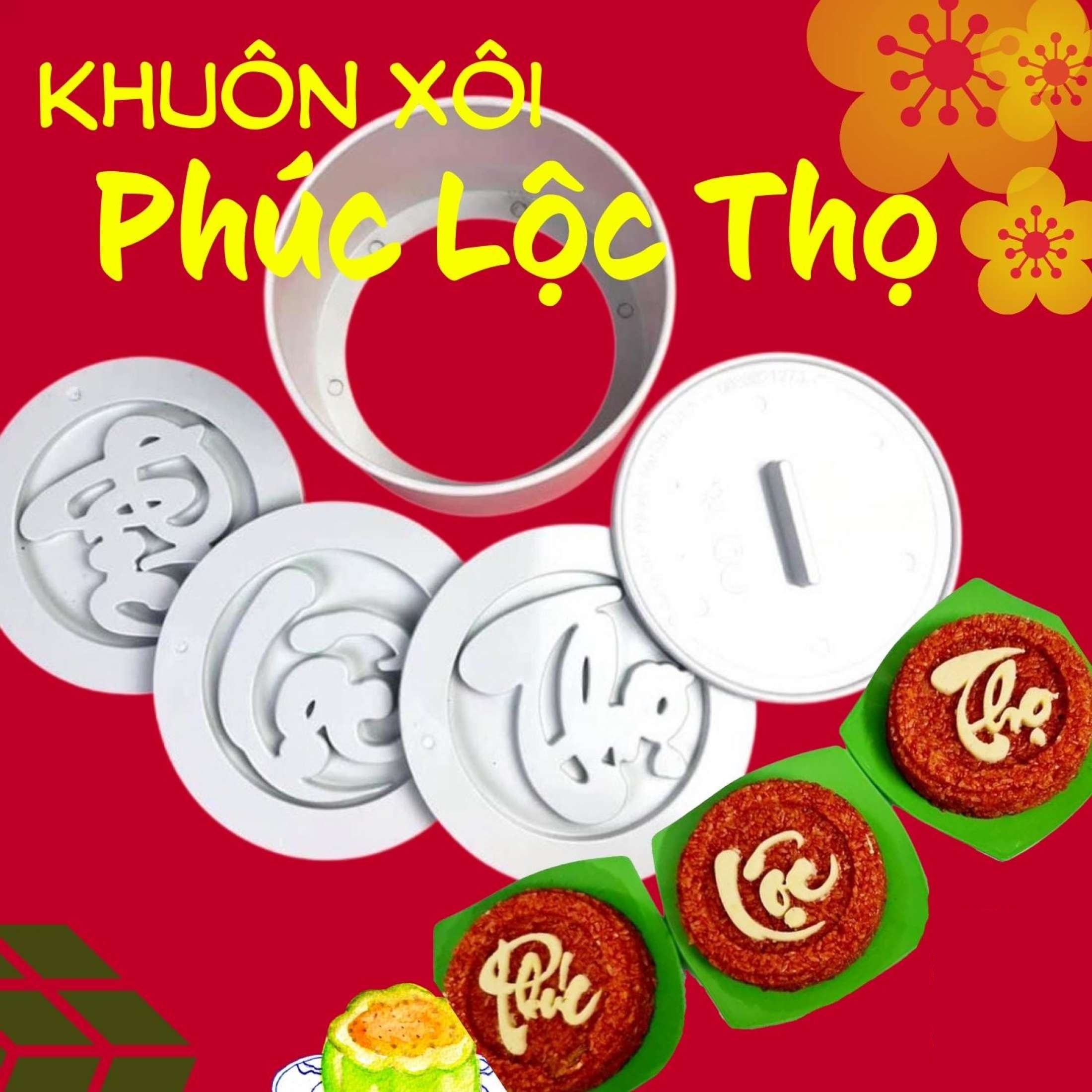 Bộ Khuôn Xôi Thư Pháp Phúc Lộc Thọ Nhựa Chịu Lực, Khuôn Nhận Xôi, Khuôn Xôi Thư Pháp, Bộ Khuôn Xôi Chữ Phúc Lộc Thọ Hàng Việt Nam Chất Lượng Cao
