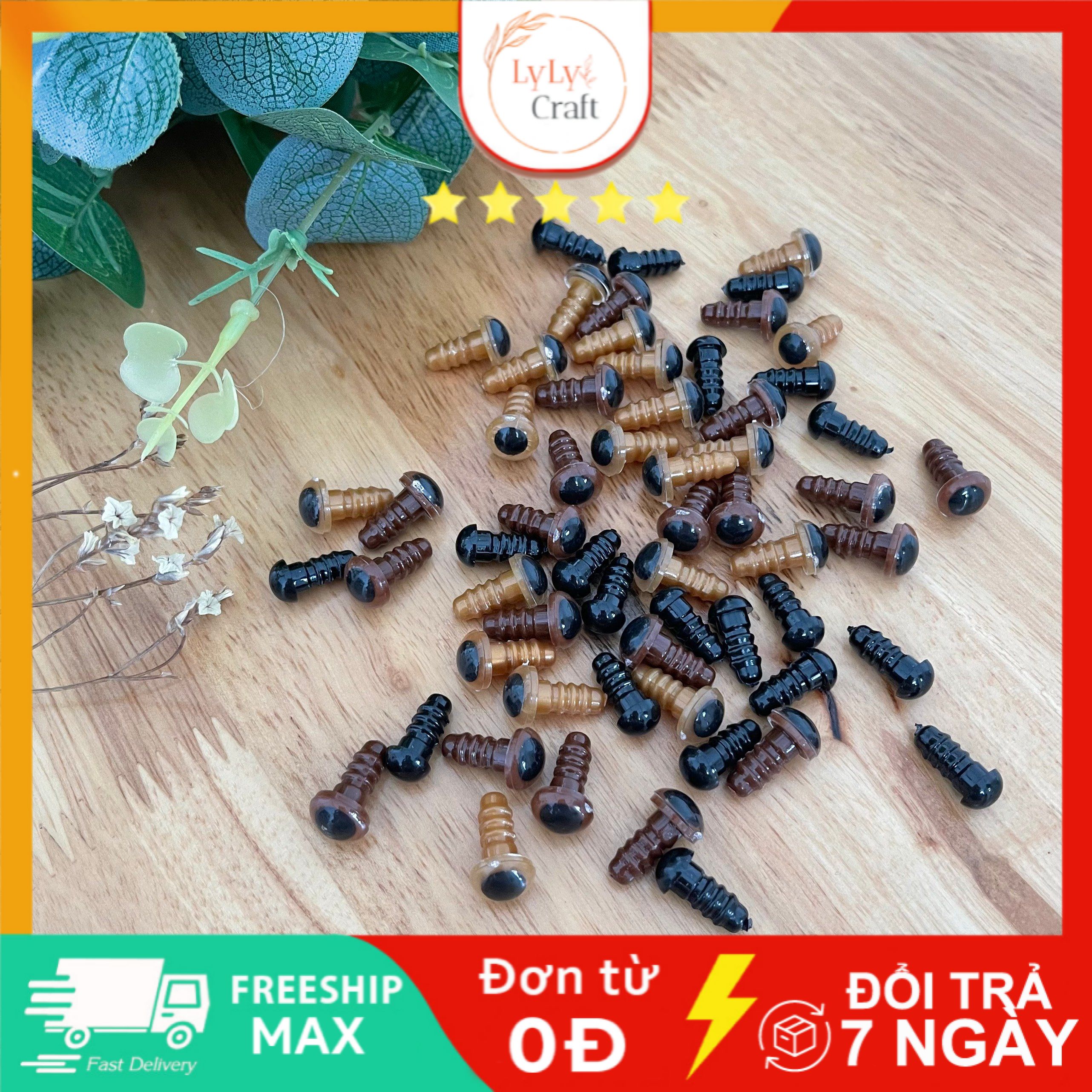 Mắt thú nhồi bông - mắt thú có chốt size 8mm và 10mm