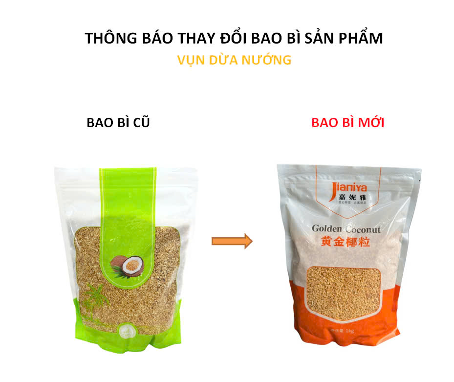 Dừa Nướng Jianiya Túi Xanh (1kg) đổi bao bì mới màu cam