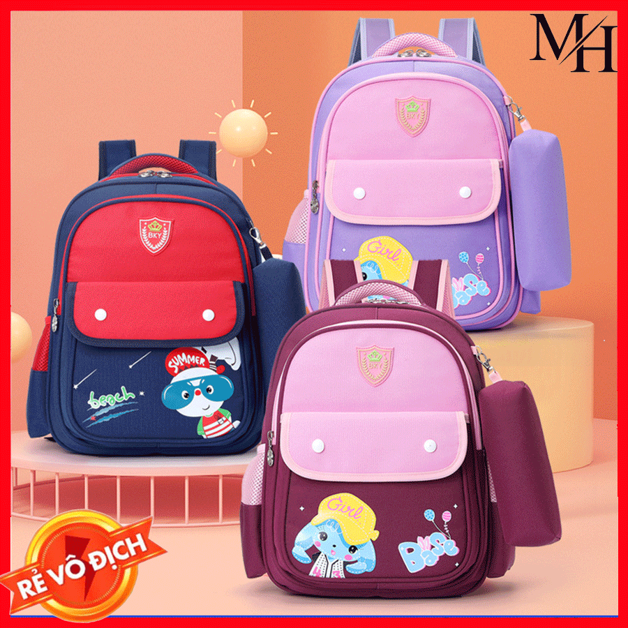 [HÀNG XỊN] Balo Học Sinh Cấp 1, Bé Trai Gái tiểu học, Cặp sách hình động vật chống gù, chống thấm nước kèm túi đựng bút