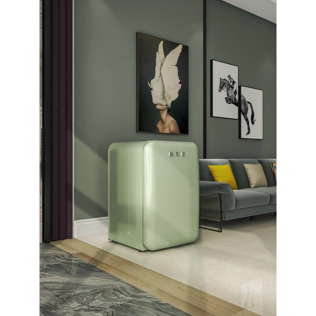Tủ lạnh mini retro hck 107l, ngăn đông 15l, ngăn mát 92l, nhập đức, bh 12 tháng