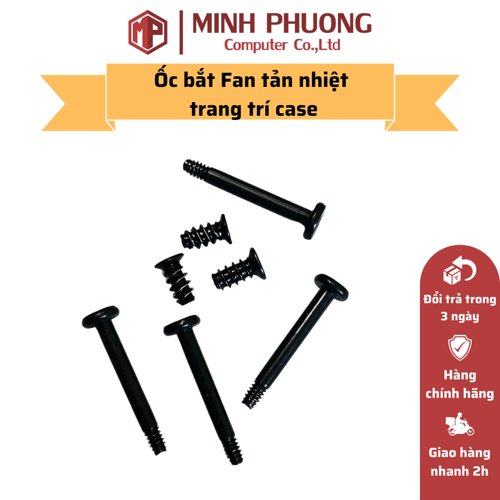 Ốc đen bắt Fan quạt tản nhiệt case máy tính - ốc bắt linh kiện
