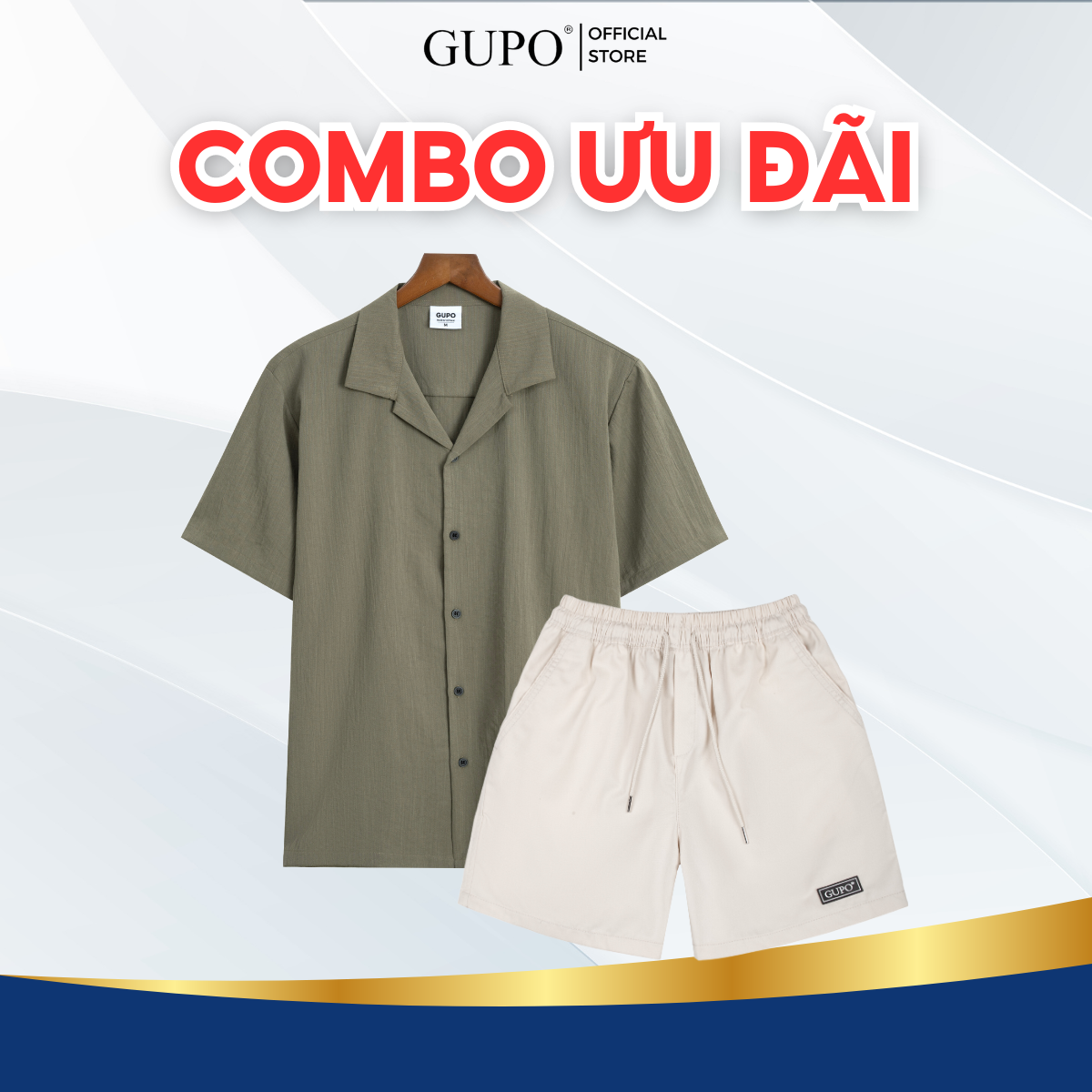 Combo Áo Sơ Mi Nam Cộc Tay Vải Linen Thoáng Mát Và Quần Short Kaki Unisex Basic Lưng Chun Trên Gối N