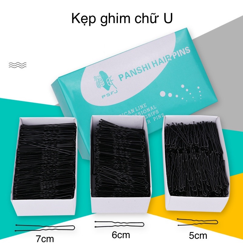 500g Kẹp Gim Chữ U Cài Tóc Chuyên Nghiệp chính hãng bọc sơn đen chống gỉ có sẵn 3 size S,M,L