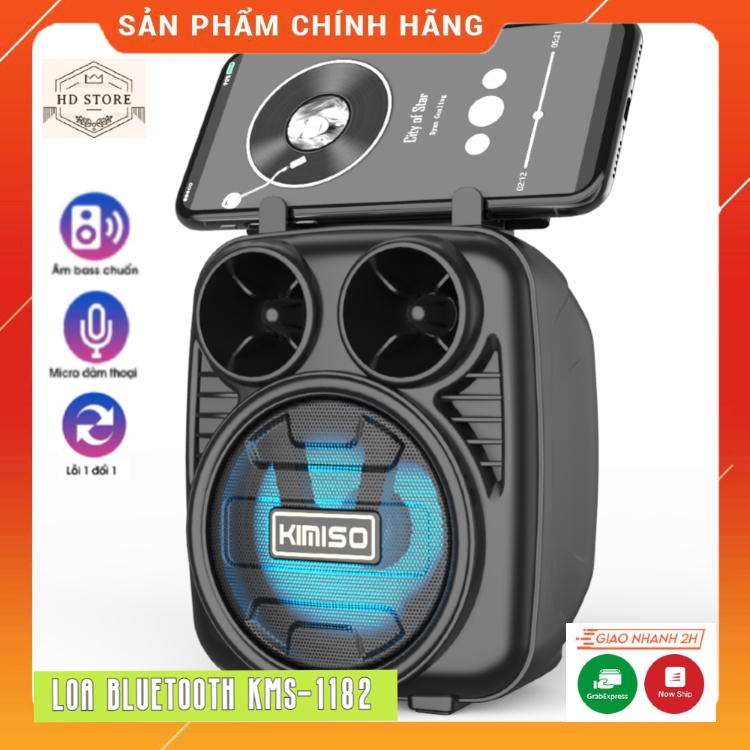 Loa Bluetooth KIMISO KMS-1182 ⚡Freeship⚡ Phiên Bản Cao Cấp . Thiết Kế Nhỏ Gọn, Kèm Giá Đỡ Điện Thoại. Âm Thanh Sống Động