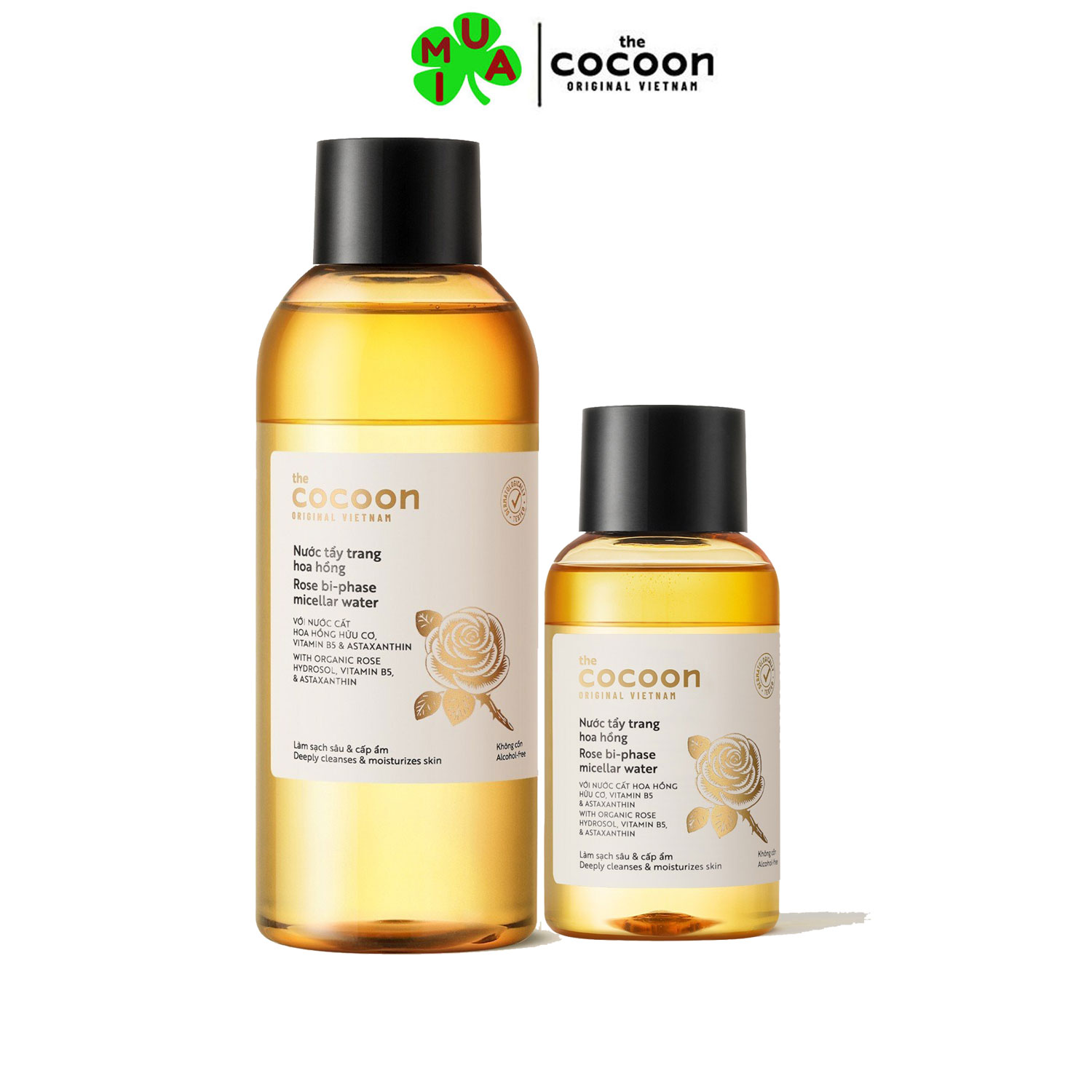 Nước tẩy trang hoa hồng cocoon 140ml - 310ml làm sạch makeup  cấp ẩm da