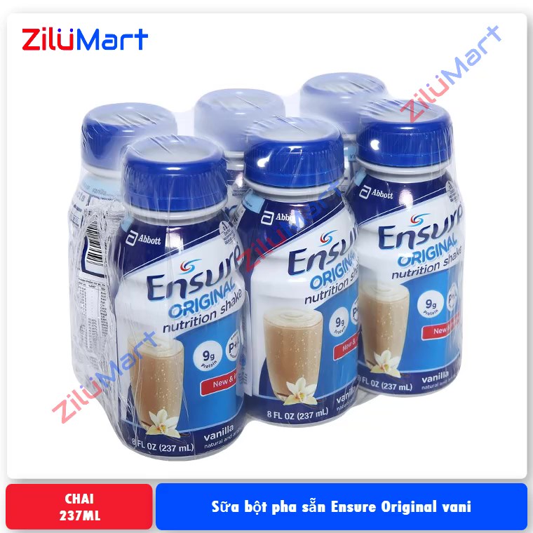 Sữa bột pha sẵn Ensure Original vani (lốc 6 chai) loại 237ml