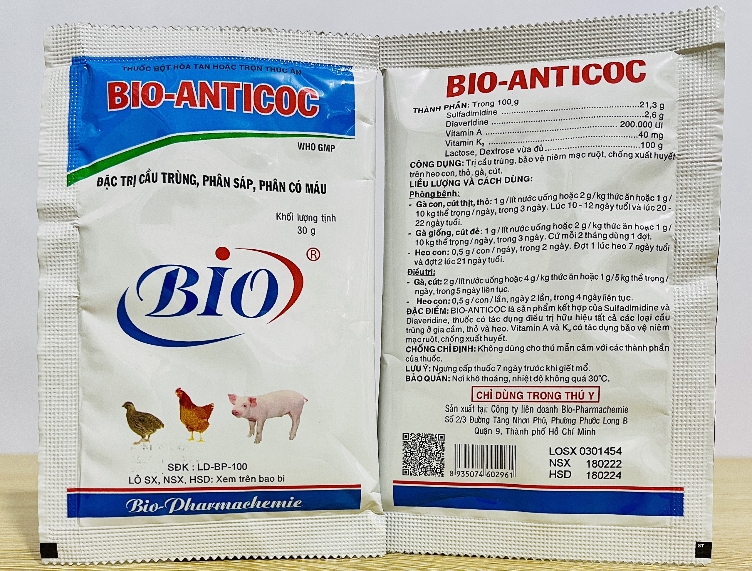 Bio anticoc 30g - đặc tr.ị cầu trùng, phân sáp, phân có máu cho gia súc, gia cầm