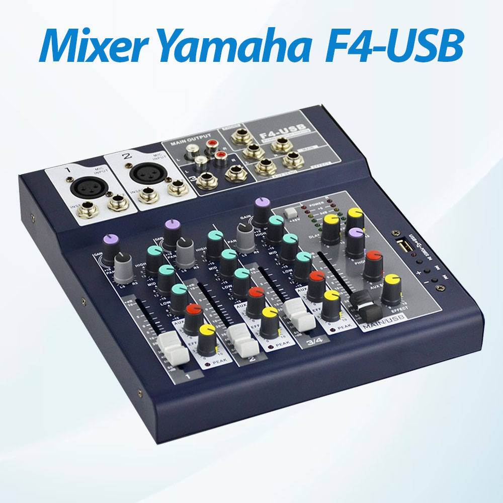Mixer Yamaha F4-USB, Kết nối USB 2.0, Bluetooth, Dùng Cho Tất Cả Các Loại Công Suất Ampli.Nhỏ Gọn Mini Chuyên Nghiệp.Kết Hợp Với Các Dòng Ampli Để Hát Karaoke - Bảo Hành 1 Năm