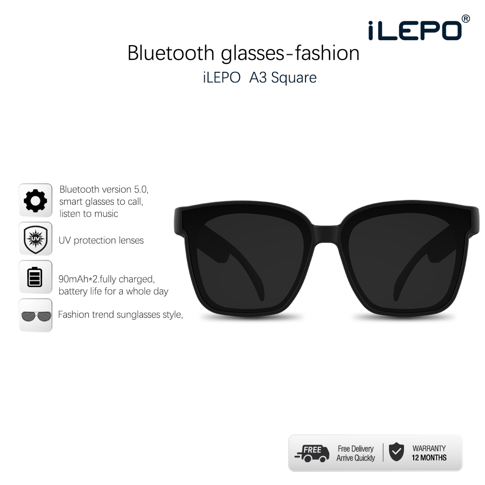 Mắt kính Bluetooth thông minh vừa nghe nhạc và gọi điện chống tia UV chống trầy xước bảo hành 1 năm A3 mắt kính thông minh