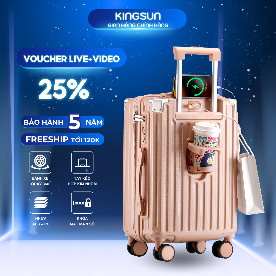 Vali Kéo Du Lịch Kingsun KS-218/302 Size20/24/28 Bảo Hành 5 Năm