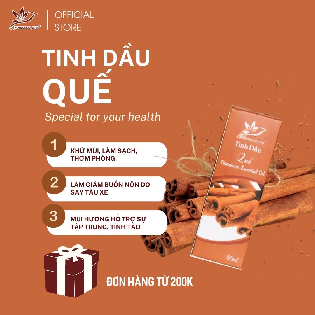 Tinh dầu Aforex Quế Cinnamon 10ml, 20ml, 50ml, 100ml làm thơm phòng, làm ấm