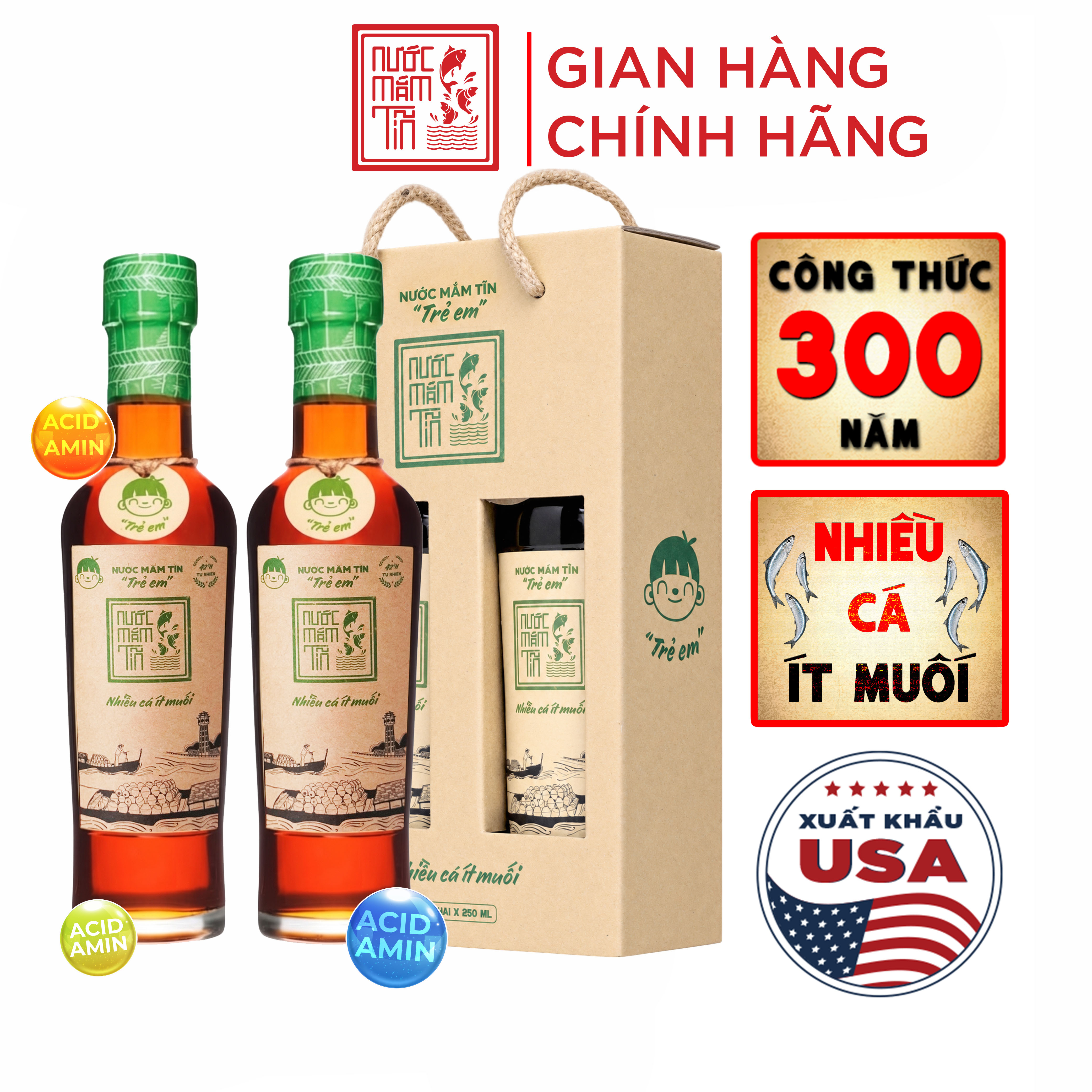 Nước mắm Tĩn Trẻ Em Cho Bé Ăn Dặm chai thủy tinh nhiều cá ít muối