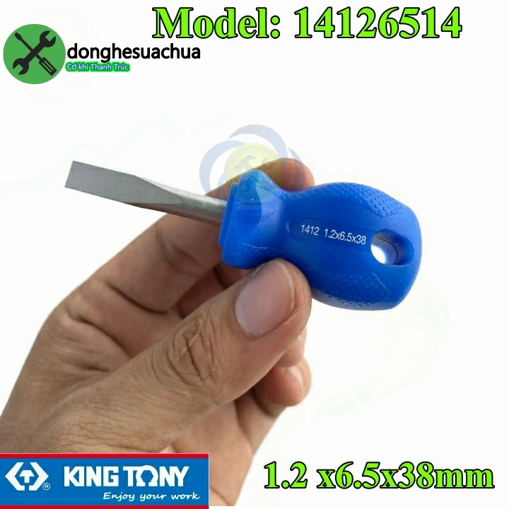 Vít dẹp lùn kingtony 14126514 1.2 x 6.5 x 38mm cán nhựa