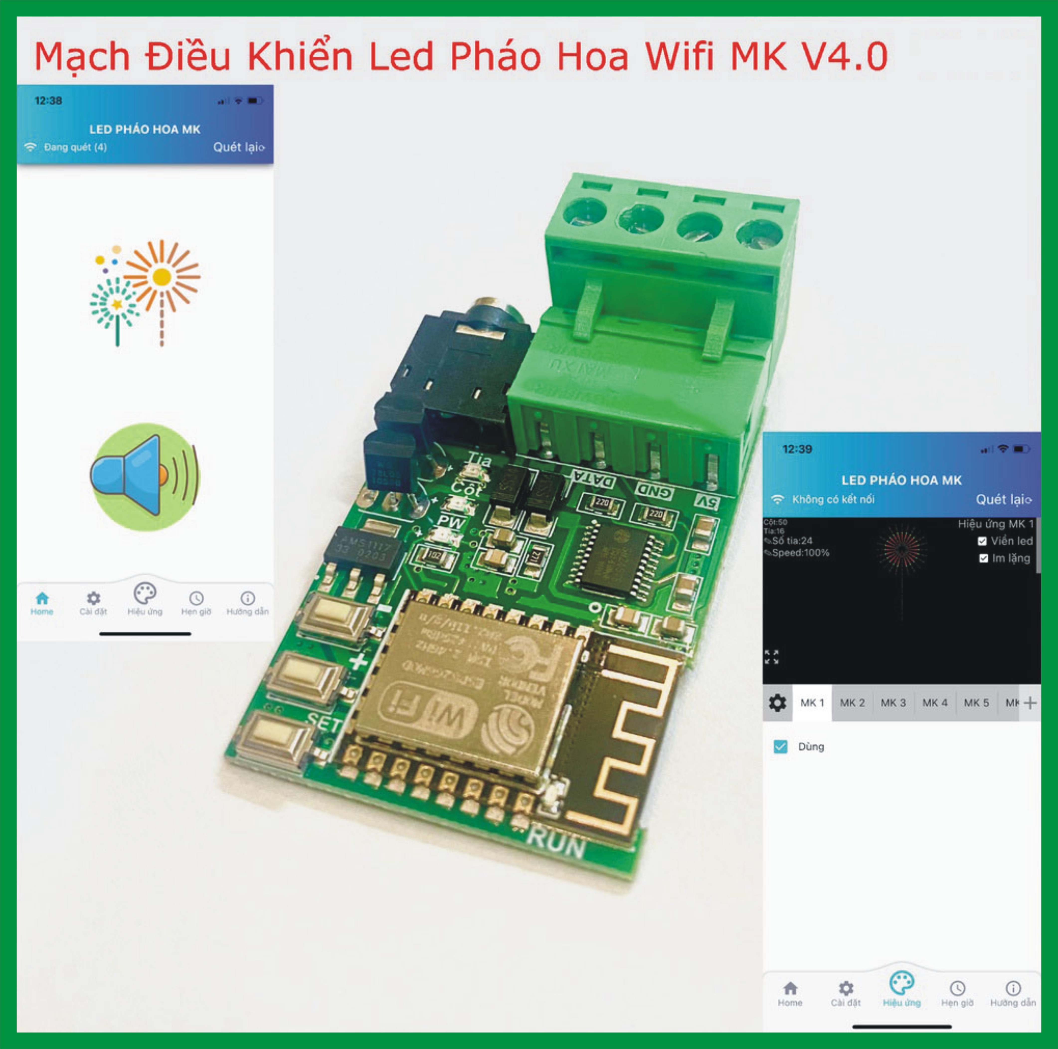 Mạch led pha'o hoa minh khang wifi phiên bản mới có âm thanh