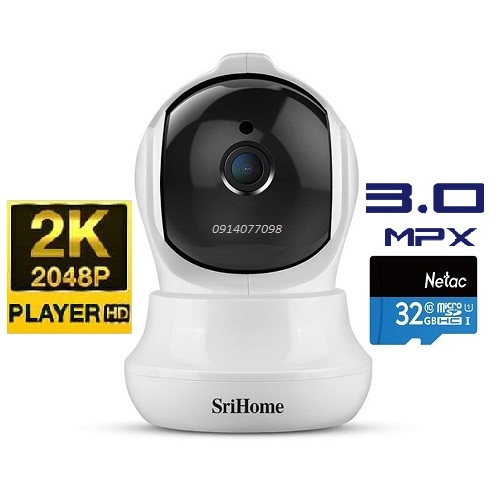 Camera wifi srihome full hd 3m 2k tặng thẻ 32g