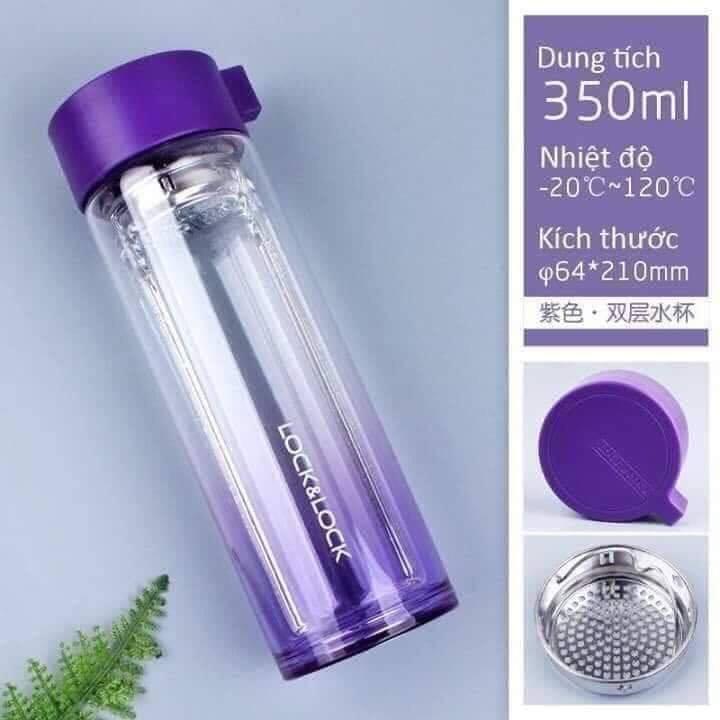 Bình thủy 350ml tinh 2 lớp chịu nhiệt lock&lock – hàng khuyến mãi của pediasure em chỉ có màu tím