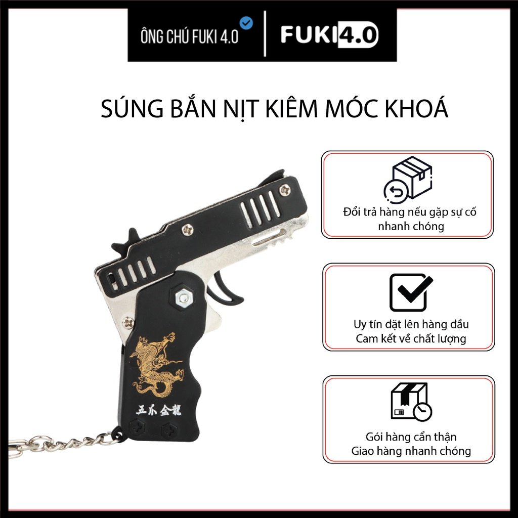 Đồ chơi bắn dây chun vui nhộn dạng móc khoá, Có thể gấp lại, Bắn dây nịt, Tặng Sẵn Dây nịt