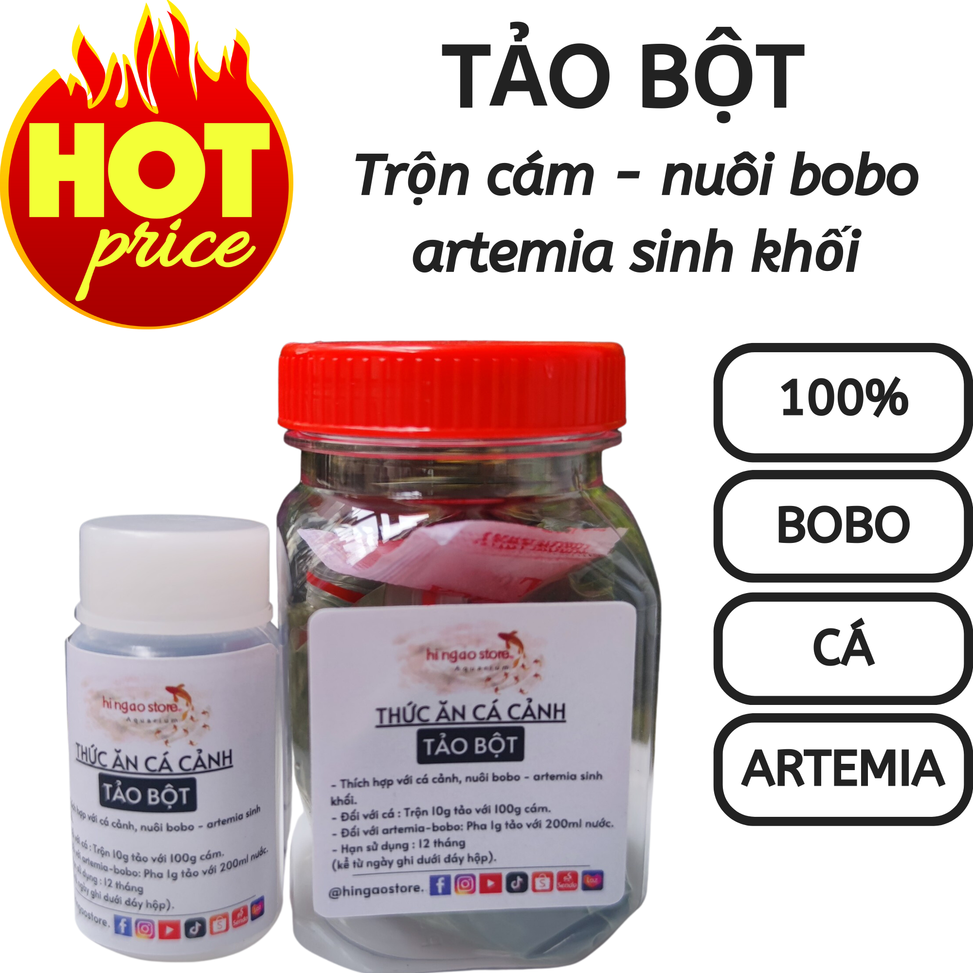 Tảo Xoắn Dạng Bột Cho Cá Ăn - Thức Ăn Cá Tảo Bột Xoắn - Thức ăn cá cảnh | Hingaostore.